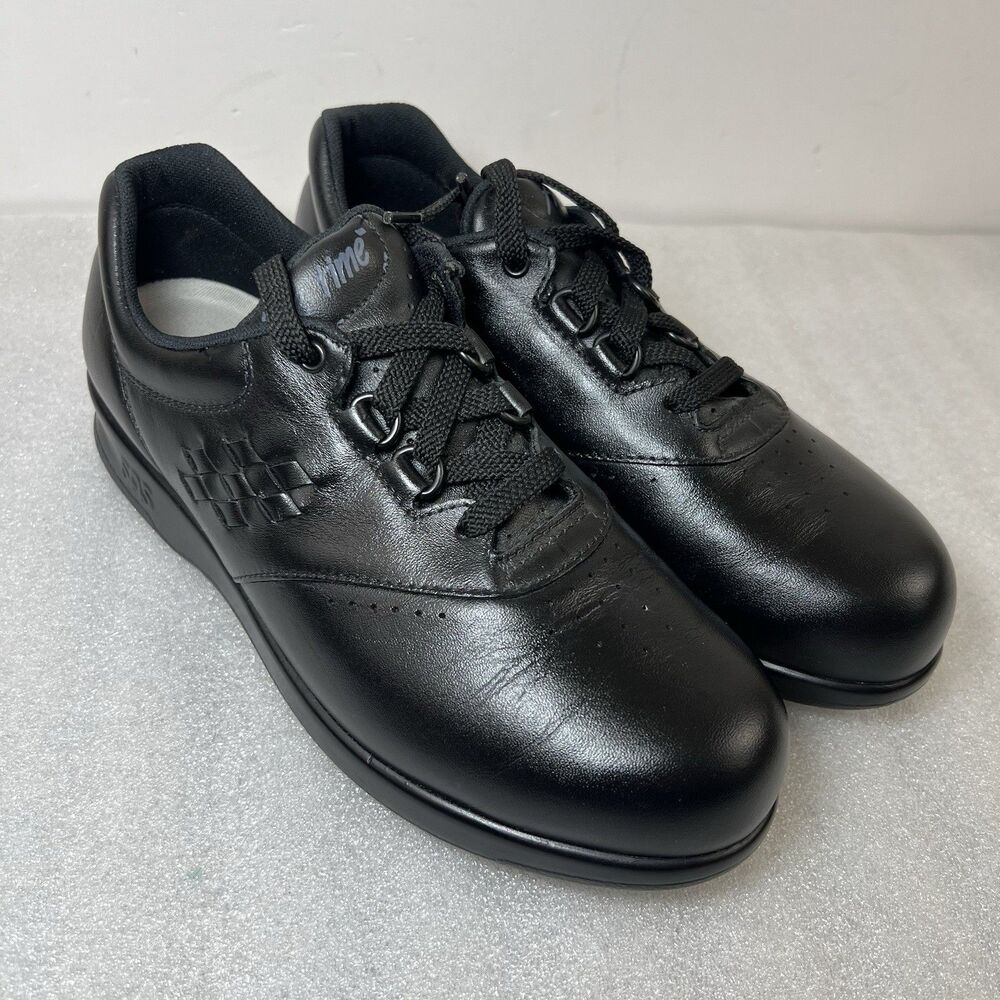 SAS FREETIME Women's Walking Shoes Black Leather Size 6 M Comfy USA Made Lace Up